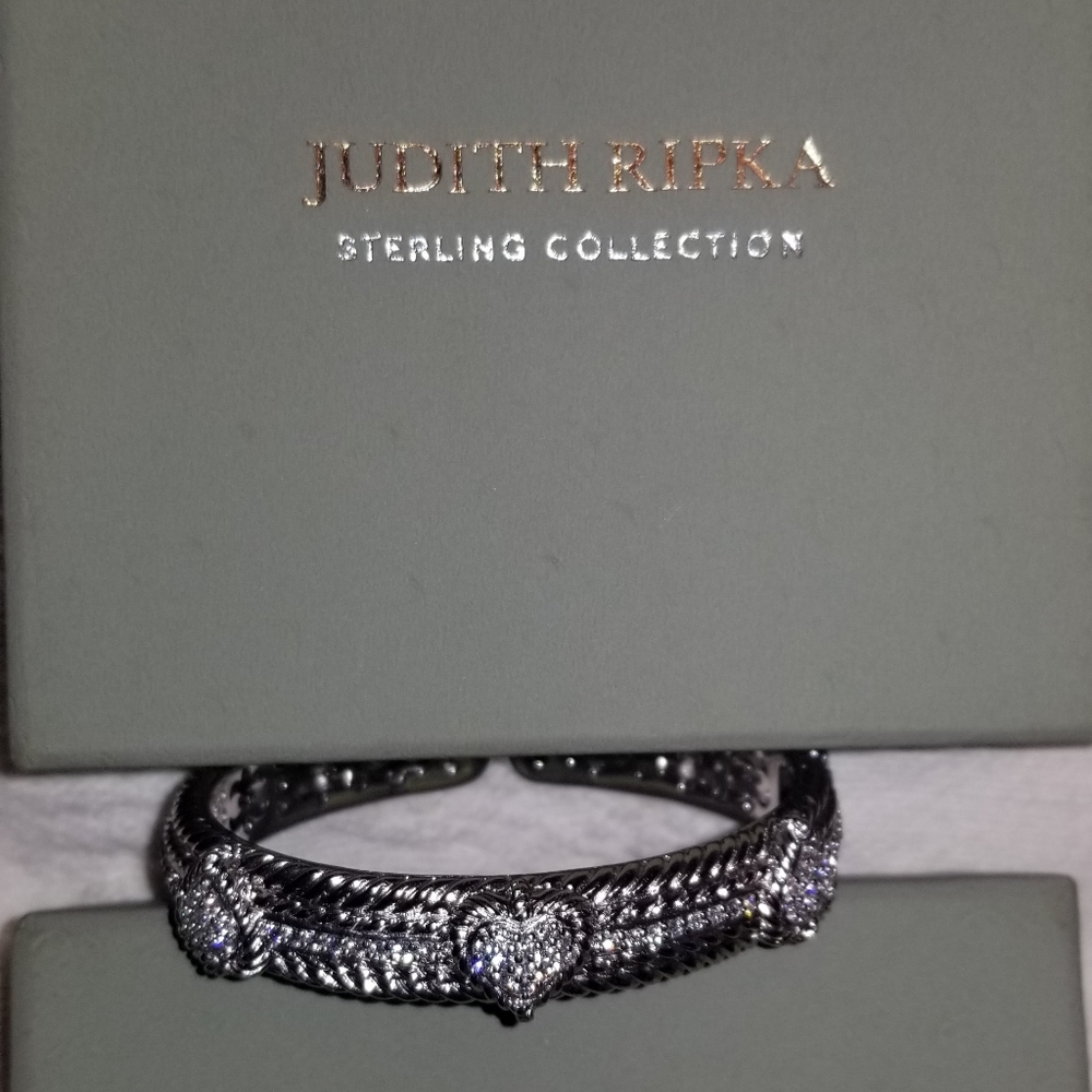 Judith Ripka Diamonique 3 Heart Cuff Bracelet